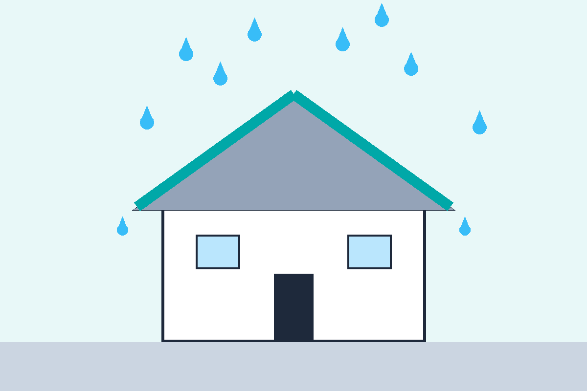 Ilustración de la impermeabilización de la cubierta de una vivienda